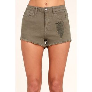 High waist, olive color shorts